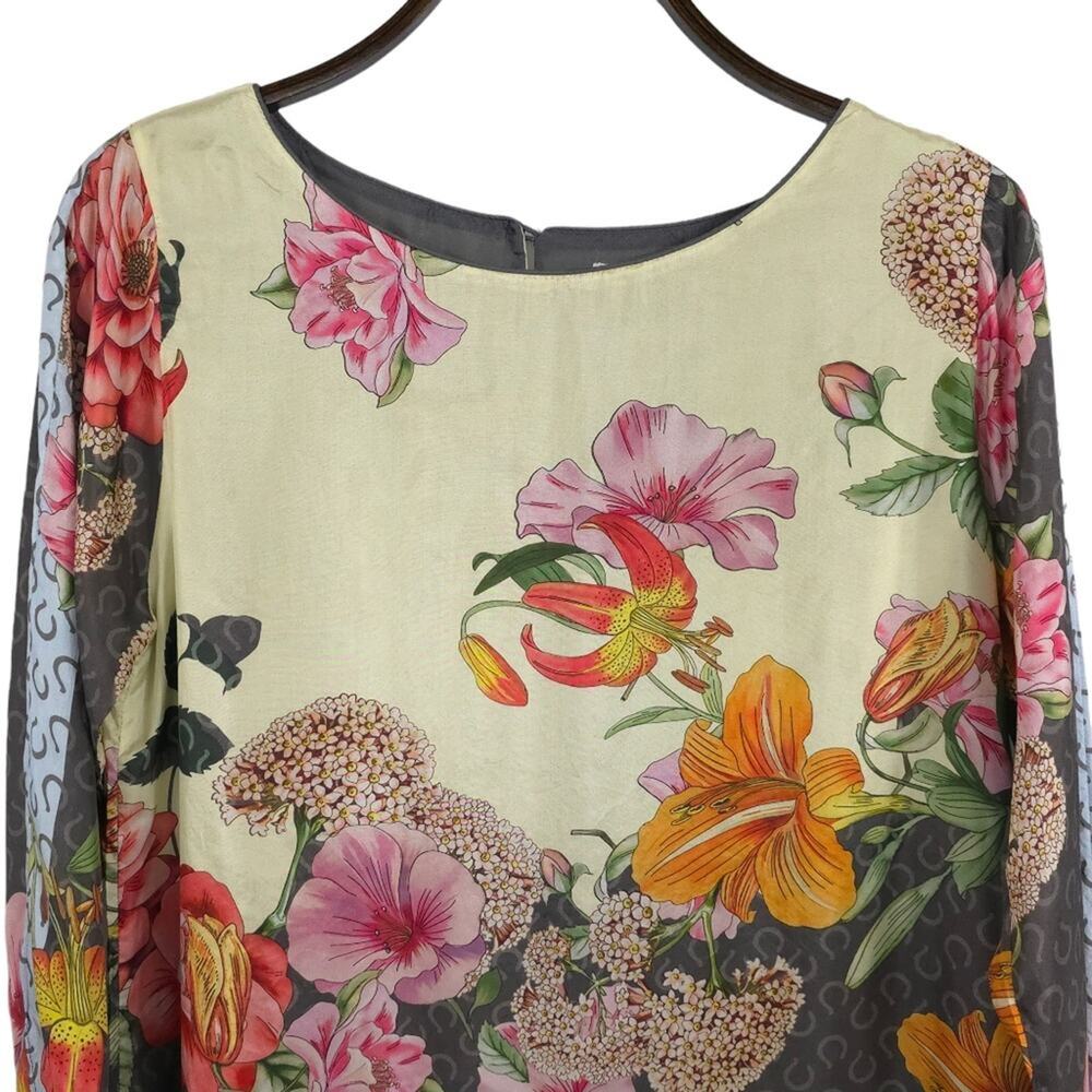 Johnny Was Silk Shift Dress Long Sleeve Floral - Picture 5 of 15